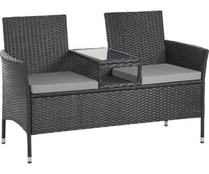 SVITA CHICAGO Banc en rotin Banc de jardin Lounge Coin salon Noir