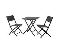SVITA Poly-Rattan Bistro-Set Ensemble de balcon Meubles pliants Chaise Table Meubles de jardin Noir