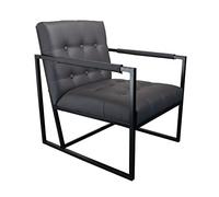 SVITA Jones Fauteuil à cocktail rembourré avec cadre en acier et cuir synthétique Gris foncé