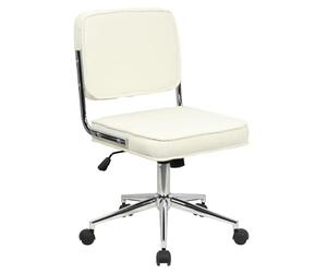 SVITA LIV Chaise de bureau pivotante à hauteur réglable avec roulettes et mécanisme à bascule Design vintage Blanc