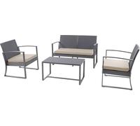 SVITA LOIS XL Ensemble de meubles de jardin en poly rotin Table Fauteuil Gris