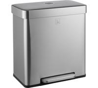 SVITA LT2X30 Poubelle 60l Poubelle à pédale 2 compartiments avec couvercle argenté