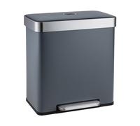 SVITA LT2X30 - Poubelle à pédale - 60 l - 2 compartiments de 30 l chacun - Autonome, avec couvercle à fermeture douce et seau intérieur - Gris