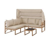 SVITA MAUI Ensemble de salon de jardin avec toit Canapé d'extérieur Fauteuil-cabine de plage Ilot de bronzage Acier Beige