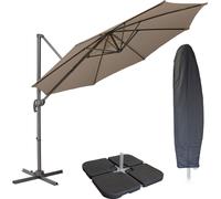 SVITA Parapluie 3m avec housse de protection Poids Parasol basculant Parasol pivotant Taupe