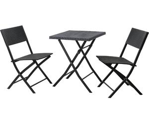 SVITA Poly-Rattan Bistro-Set Ensemble de balcon Meubles pliants Chaise Table Meubles de jardin Noir
