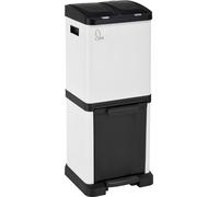 SVITA Poubelle à pédale Poubelle de tri avec tiroirs (32 litres 2x8L + 16L) Acier laqué époxy blanc