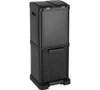 SVITA Poubelle à pédale Poubelle de tri avec tiroirs (32 litres 2x8L + 16L) Acier laqué époxy noir