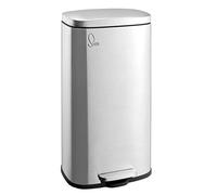 SVITA Poubelle TQ30 argentée 30 L avec pédale en acier inoxydable - Couvercle à fermeture douce avec seau intérieur de cuisine