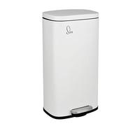 SVITA Poubelle TQ30 - Blanc - 30 l - Avec pédale - En acier inoxydable - Couvercle Softclose - Avec seau intérieur