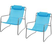 SVITA Set de 2 Fauteuils de Relaxation Outdoor Chaise de Jardin avec Coussin Chaise Longue Bleue