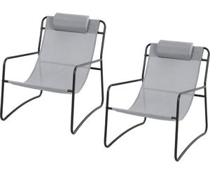 SVITA Set de 2 Fauteuils de Relaxation Outdoor Chaise de Jardin avec Coussin Chaise Longue Gris Clair