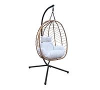 SVITA SHELLY : fauteuil suspendu avec structure pliable, chaise suspendue, siège suspendu, panier suspendu, naturel