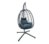 SVITA SHELLY Fauteuil suspendu avec structure pliable Fauteuil suspendu Siège suspendu Panier suspendu Gris