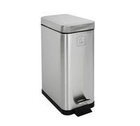 SVITA STM10 Poubelle à pédale 10 l avec seau intérieur, couvercle à fermeture douce, pédale à pied, autoportante, rectangulaire, argent