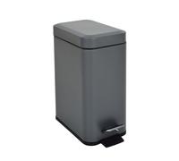 SVITA STM5 Poubelle à pédale poubelle à pédale bac à cosmétiques poubelle bac à déchets en acier revêtu par pulvérisation petite étroite 5l avec seau intérieur couvercle à fermeture douce pédale