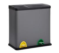 SVITA TC2Combo35 Poubelle grise en acier Poubelle à tri sélectif (12l + 23l) Corbeille à papier
