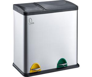 SVITA TC2Combo35 Poubelle en inox Poubelle à tri sélectif (12l + 23l) argent Corbeille à papier