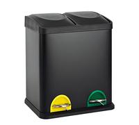 SVITA TC2X15 - Lot de 2 poubelles de cuisine - 30 l - 2 x 15 l - Double poubelle de tri des déchets avec seau intérieur - Grande poubelle à pédale - Pour cuisine, salle de bain - Noir