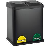 SVITA TC2X15 Poubelle de cuisine 30 litres 2x15L double Poubelle 2x1 Poubelle de tri à pédale Acier noir