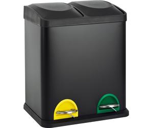 SVITA TC2X15 Poubelle de cuisine 30 litres 2x15L double Poubelle 2x1 Poubelle de tri à pédale Acier noir
