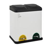 SVITA TC2X15 Poubelle de cuisine de 30 litres - 2 x 15 l - Double poubelle de tri sélectif avec seau intérieur - Grande poubelle à pédale pour cuisine et salle de bain - Blanc