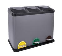 SVITA TC3X15 Lot de 3 poubelles à pédale Gris 45 l 3 x 15 l Poubelle de tri sélectif