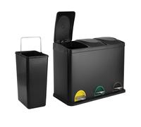 SVITA TC3X15 Seau de cuisine 45L Poubelle Système de tri à pédale Poubelle noire