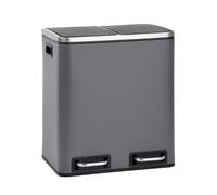 SVITA TM2X15 Poubelle à pédale 30 litres 2x15L gris Poubelle tri sélectif acier