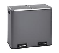 SVITA TM2X24 Poubelle grise 48 litres (2x24L) Poubelle à pédale cuisine Corbeille à papier Tri sélectif Déchets Acier Bureau