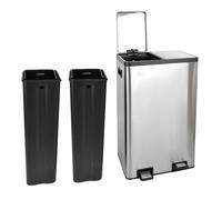 SVITA TMH2X30 Poubelle 60L Système de tri des déchets 2 compartiments 2x30L Couvercle softclose Pédale cachable Seau intérieur plastique Acier inoxydable