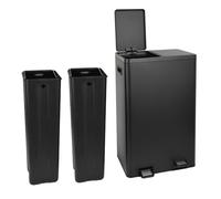 SVITA TMH2X30 Poubelle 60L Système de tri sélectif 2 compartiments 2x30L Couvercle Softclose Pédale dissimulable Seau intérieur plastique Noir