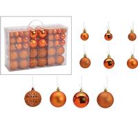 SVJ Home Decorations Boules de Noël 3/4/6 cm - 12x36x23 cm - Plastique - Cuivre - Set de 100