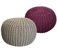 SVJ Tabouret Jula - 55x55x37 cm - Coton - Gris/Rose