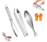 svpfuo Lot de 3 pinces à arêtes de poisson, en acier inoxydable 304, avec gants antidérapants, convient pour la cuisine à la maison, les cuisiniers de restaurant et les pêcheurs