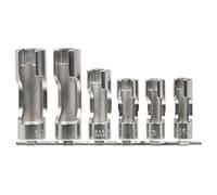 SW STAHL 6x Douilles Ouvertes 3/8 Pouce, Jeu de Clés à Tuyauter 10-19 mm | Hexagonales, version longue, acier chrome-vanadium mat, pour capteurs de température, thermocontacts et vissages coudés