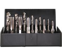 SW-Stahl 82230L Jeu de forets + embouts filetés 1/4 pouce HSS rectifiés, 12 pièces M3-4-5-6-8-10
