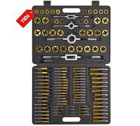 SW Stahl 82251L Jeu de Tarauds et Filières TiN, M2-M18, 110 Pièces | Coffret de taraudage professionnel avec revêtement nitrure de titane, filetage normal et fin, adaptateurs et porte-outils