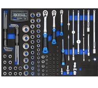SW-Stahl Assortiment pour servante d'atelier, clés à douilles 1/4", 3/8", 1/2", avec cliquets, 144 pièces Z3011-14
