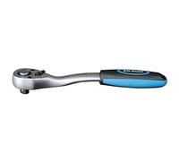SW-Stahl Cliquet Réversible 1/2 Pouce ERGO 05990SB en Acier Chrome Vanadium | Modèle coudé à denture fine 72 dents, longueur 255 mm, finition chromée mate avec blocage d'insert pour douilles