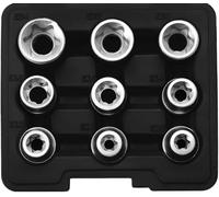 SW Stahl Jeu de 9 Douilles 1/2" Profil E, Torx Femelle E10-E24 04435L | Coffret de douilles en acier chrome-vanadium pour cliquet 12,5 mm, livré en cassette plastique pour mécaniciens.
