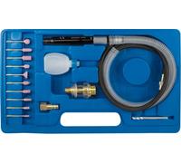 SW-Stahl S3263 Ponceuse à tige pneumatique I Raccord d'air comprimé 1/4 pouce I 17 pièces I 10 meules sur tige et brumisateur d'huile inclus I 135 mm de long
