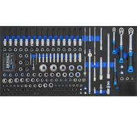 SW-Stahl Z3011-3 Assortiment pour servante d'atelier, clés à douilles 1/4', 3/8', 1/2', avec cliquets, 167 pièces I Servante d'atelier I Équipement d'atelier professionnel I Porte-outils équipé pour v