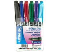 Pilot - 6 V-Sign Pen - Feutre d'écriture à Encre Liquide pour un Tracé Fluide - Séchage instantané - Noir/Bleu/Rouge/Vert/Violet/Turquoise - Pointe Moyenne