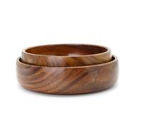 Swadeshi Desire Lot de 2 bols en bois de sheesham ronds polyvalents pour la maison et la cuisine - 14,2 cm
