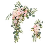 Swag Floral, Lot de 2 Fleurs d'Arche, Swag Floral de Pivoine Romantique Vivd avec Fleurs Mariage Artificielles Verdure pour Panneaux Bienvenue, Arche, Centres Table