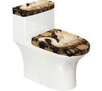 Swan Lot de 2 housses de siège de toilette avec couvercle de réservoir, élastique pour toilettes allongées et en forme de U, décoration de salle de bain, cadeau de pendaison de crémaillère