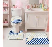 Swan - Lot de 3 tapis de salle de bain à motif de pois fantaisistes et ludiques - Tapis de salle de bain essentiels pour dortoir universitaire - Tapis de salle de bain pour toilettes, toilettes
