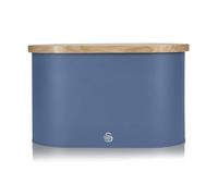 Swan Nordic Boîte à Pain Couvercle - Planche à Découper en Bambou,Bread Bin, Conteneur de Stockage de Pain et Viennoiseries en Acier au Carbone, Design Moderne, Bleu