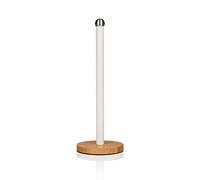 Swan Nordic Porte-Papier de Cuisine, Acier au Carbone, Base en Bambou, Porte-Rouleau de Cuisine Stable et Robuste, Design Moderne, Blanc